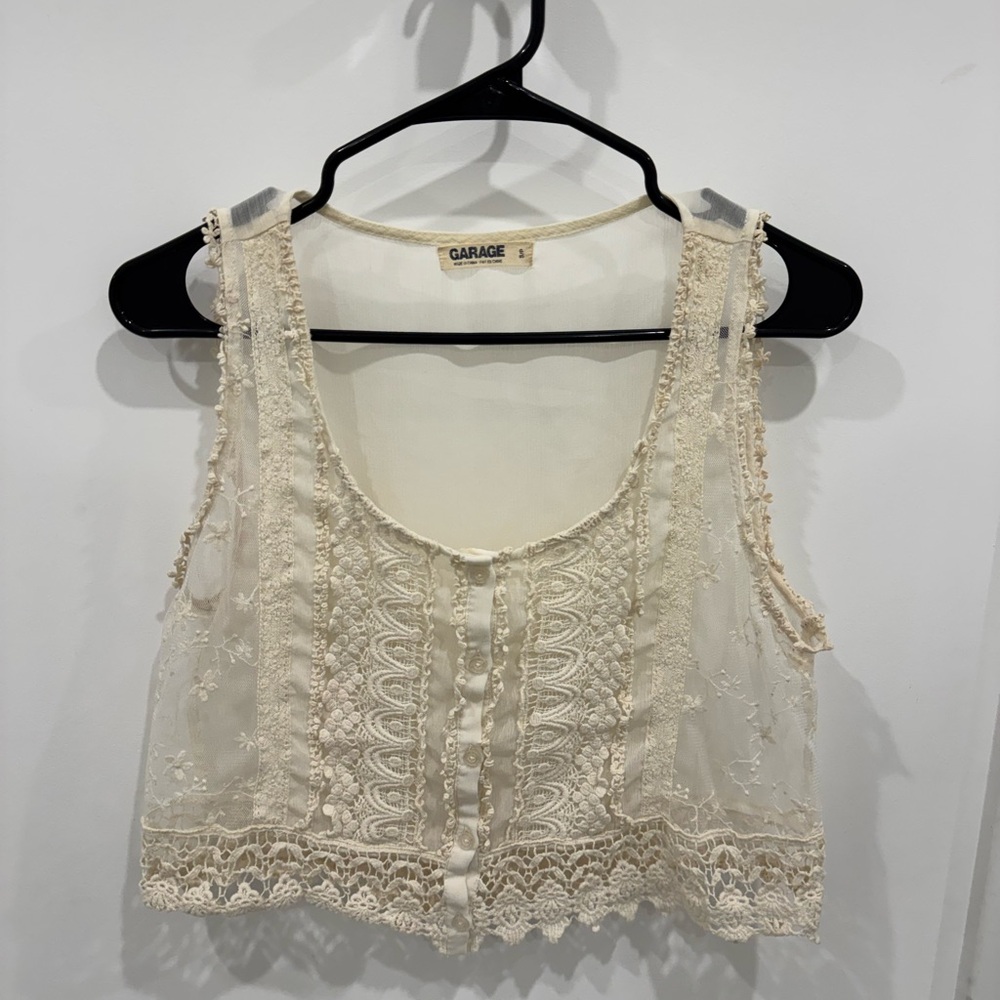 Garage Cream Lace Cropped Camisole